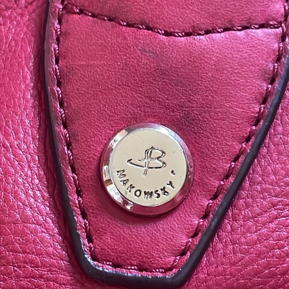 B Makowsky Red Leather Oversized Tote Shoulder Bag Handbag AS IS - Picture 2 of 9